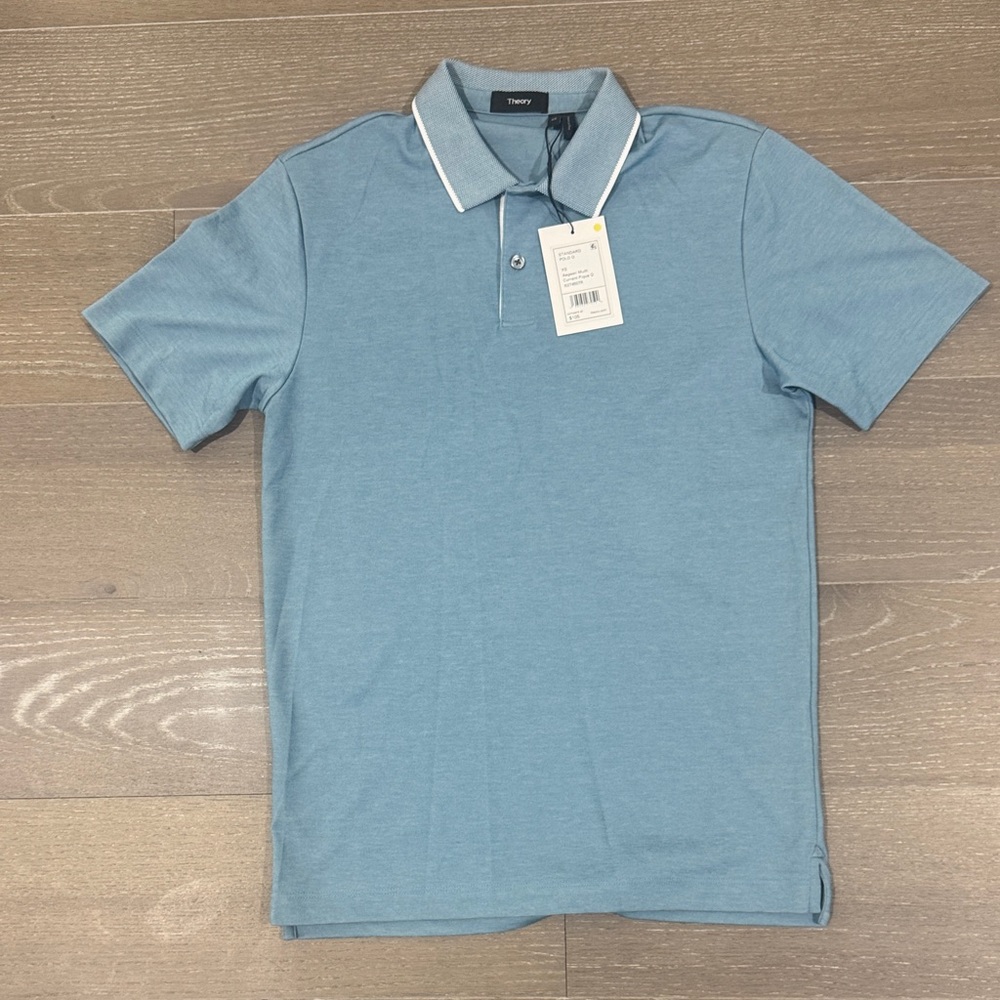 Theory Men's Sky Blue Polo with White Trim